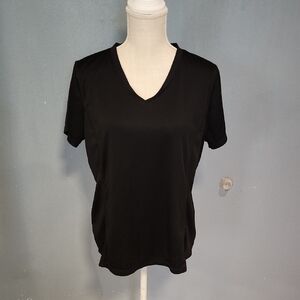 Life Vneck Black Relaxed Fit Athletic Exercise Tee Shirt